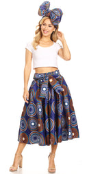 Sakkas Celine African Dutch Ankara Wax Print Full Circle Skirt