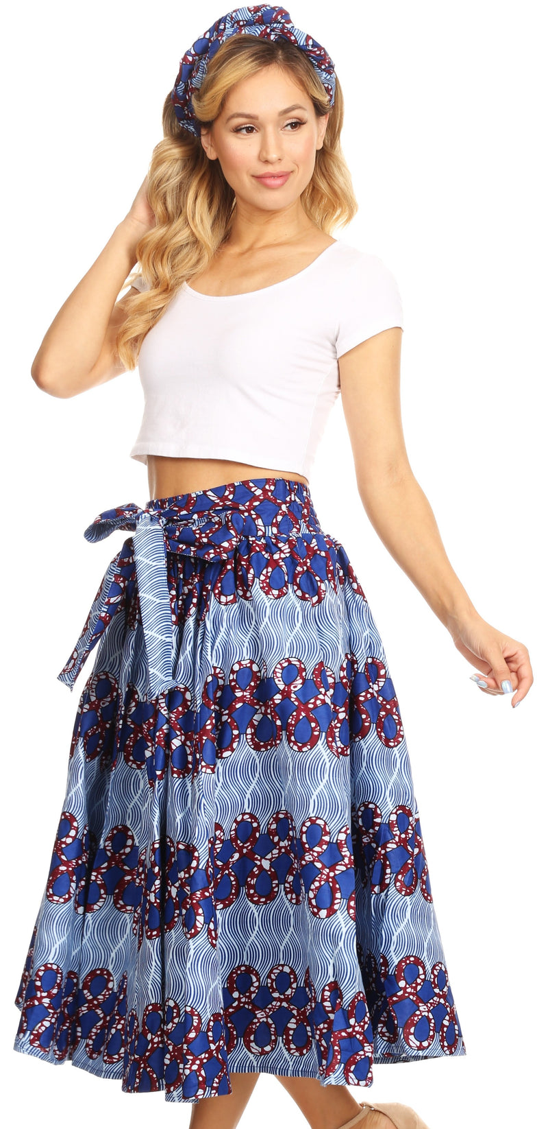 Sakkas Celine African Dutch Ankara Wax Print Full Circle Skirt