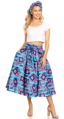 Sakkas Celine African Dutch Ankara Wax Print Full Circle Skirt
