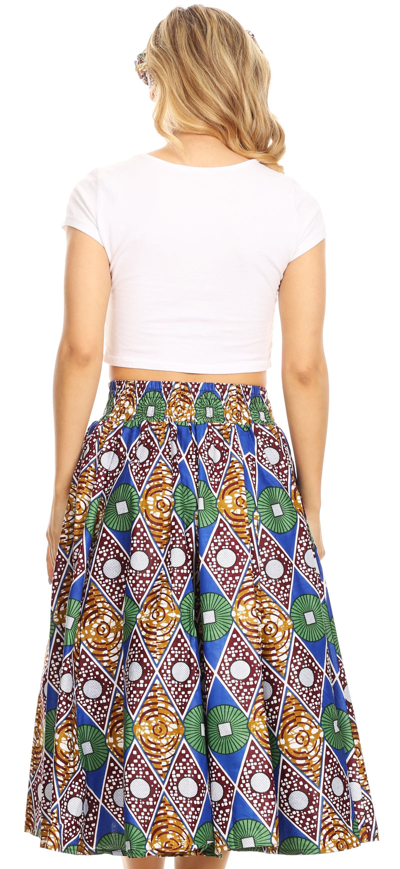 Sakkas Celine African Dutch Ankara Wax Print Full Circle Skirt