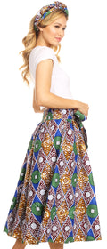 Sakkas Celine African Dutch Ankara Wax Print Full Circle Skirt#color_48-Multi