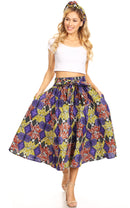 Sakkas Celine African Dutch Ankara Wax Print Full Circle Skirt