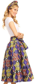 Sakkas Celine African Dutch Ankara Wax Print Full Circle Skirt#color_49-Multi
