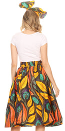 Sakkas Celine African Dutch Ankara Wax Print Full Circle Skirt