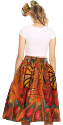 Sakkas Celine African Dutch Ankara Wax Print Full Circle Skirt