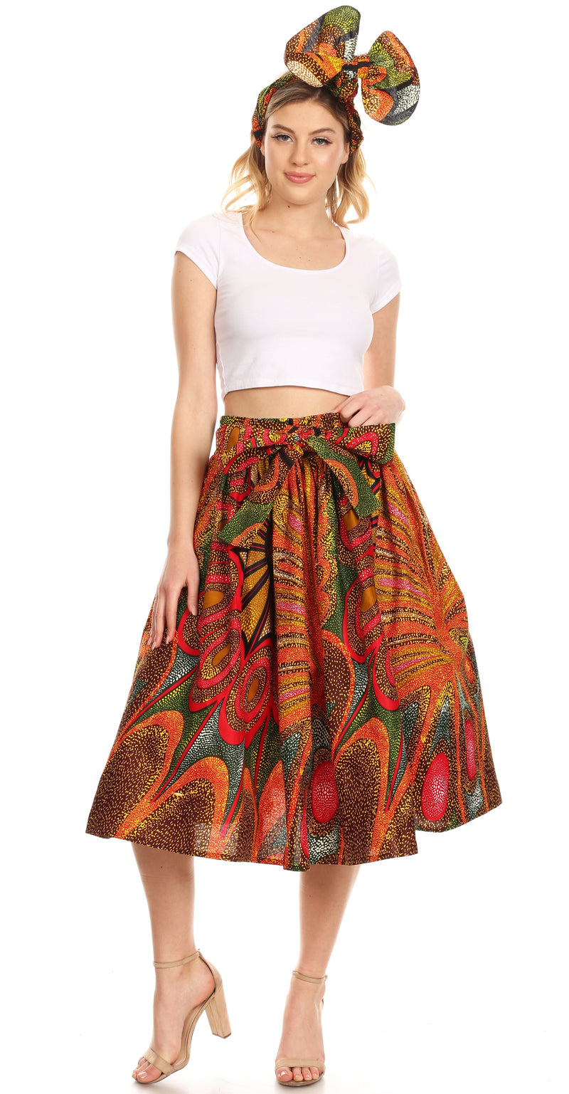 Sakkas Celine African Dutch Ankara Wax Print Full Circle Skirt