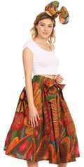 Sakkas Celine African Dutch Ankara Wax Print Full Circle Skirt#color_501-Multi