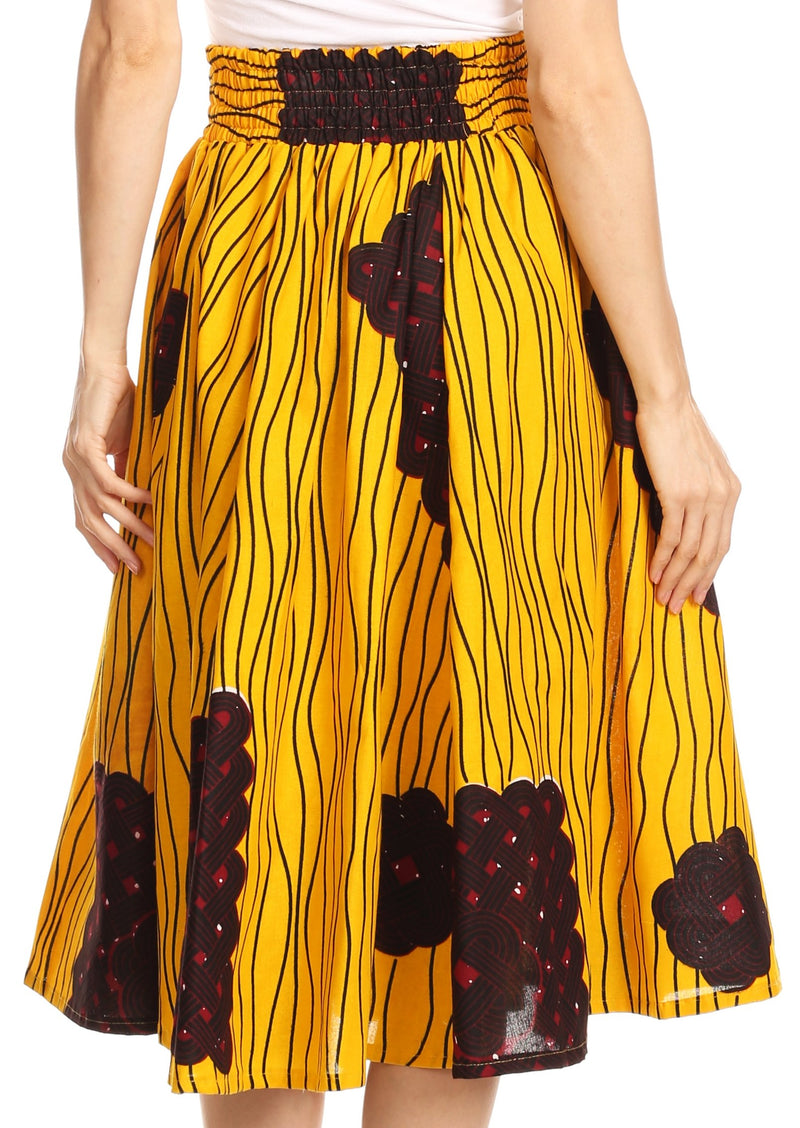 Sakkas Celine African Dutch Ankara Wax Print Full Circle Skirt