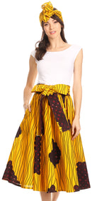 Sakkas Celine African Dutch Ankara Wax Print Full Circle Skirt
