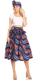 Sakkas Celine African Dutch Ankara Wax Print Full Circle Skirt