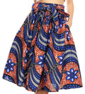 Sakkas Celine African Dutch Ankara Wax Print Full Circle Skirt#color_51B-BlueMulti