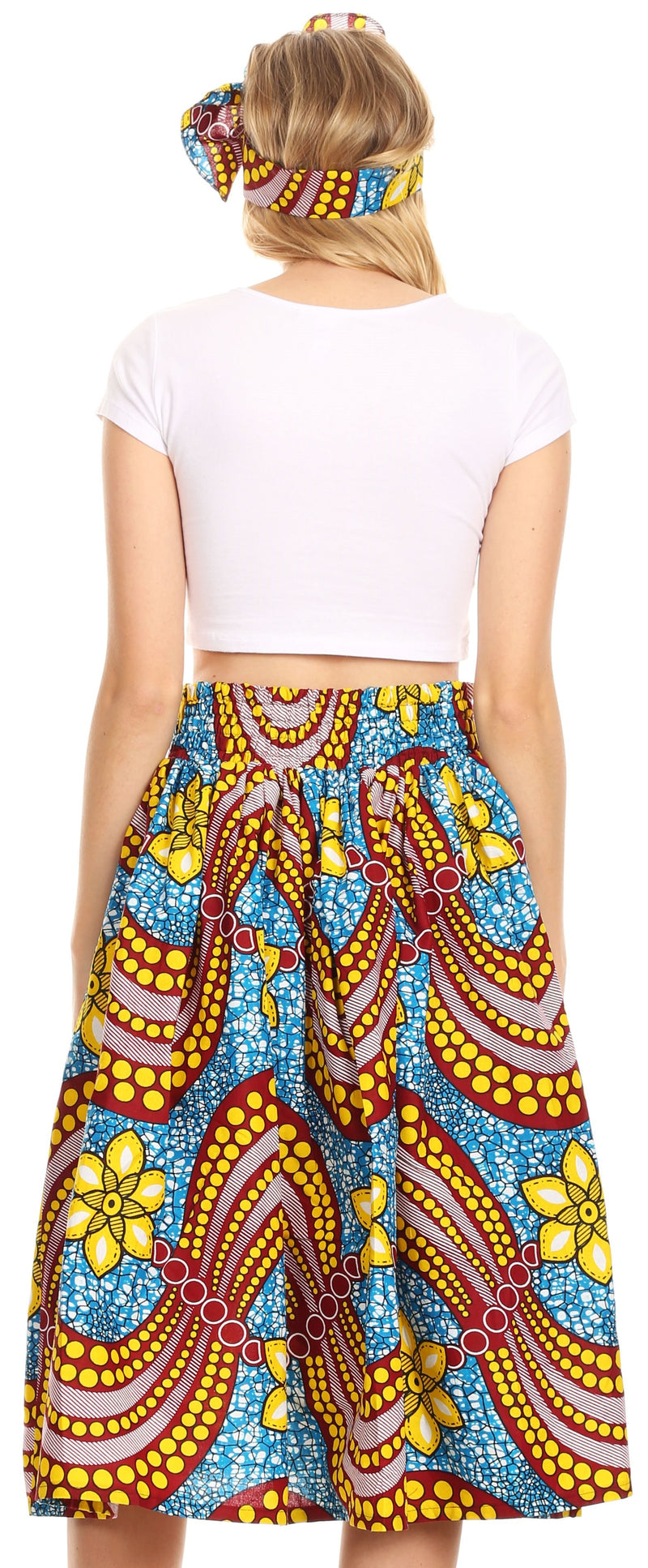 Sakkas Celine African Dutch Ankara Wax Print Full Circle Skirt