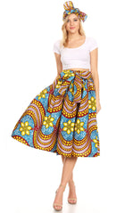 Sakkas Celine African Dutch Ankara Wax Print Full Circle Skirt