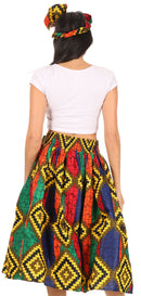 Sakkas Celine African Dutch Ankara Wax Print Full Circle Skirt