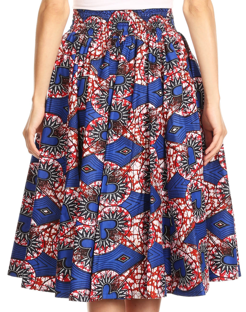 Sakkas Celine African Dutch Ankara Wax Print Full Circle Skirt