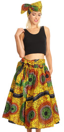 Sakkas Celine African Dutch Ankara Wax Print Full Circle Skirt