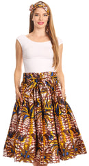 Sakkas Celine African Dutch Ankara Wax Print Full Circle Skirt