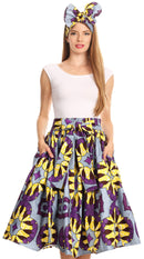 Sakkas Celine African Dutch Ankara Wax Print Full Circle Skirt