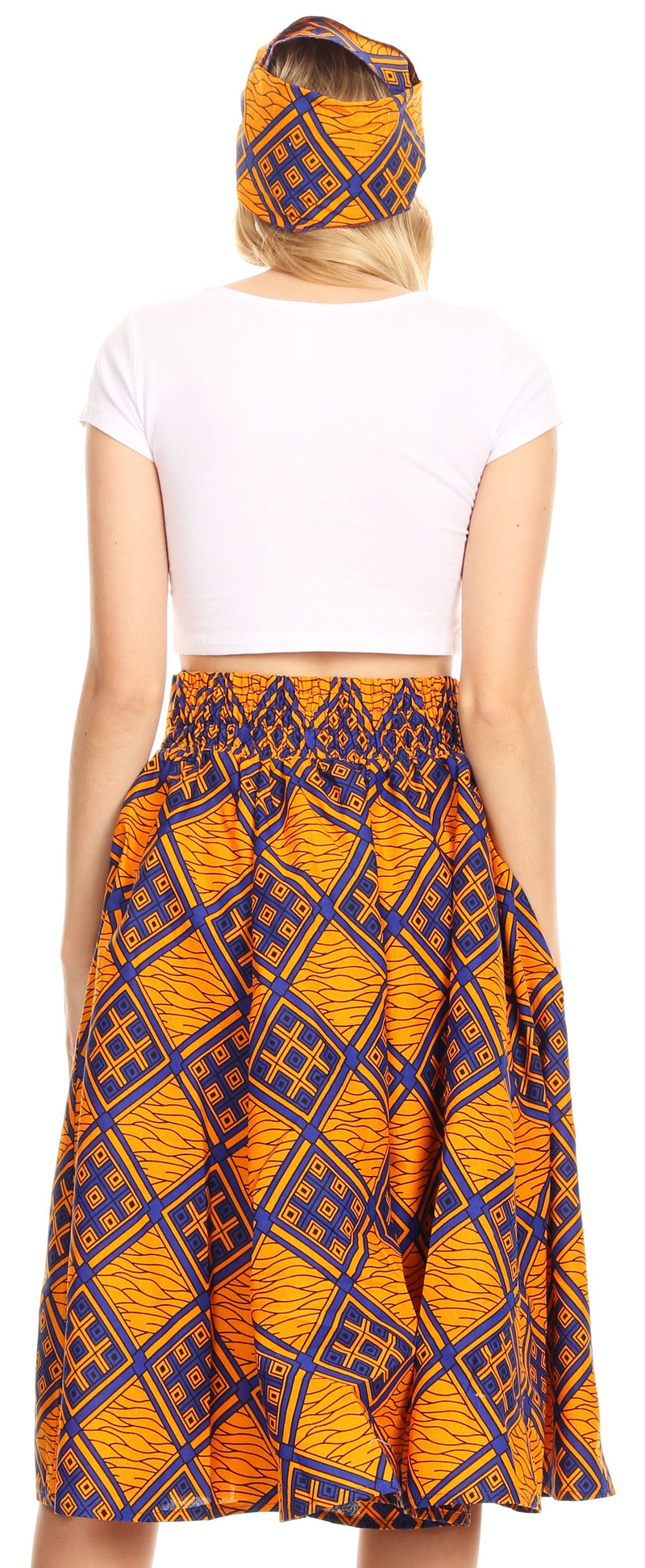 Sakkas Celine African Dutch Ankara Wax Print Full Circle Skirt