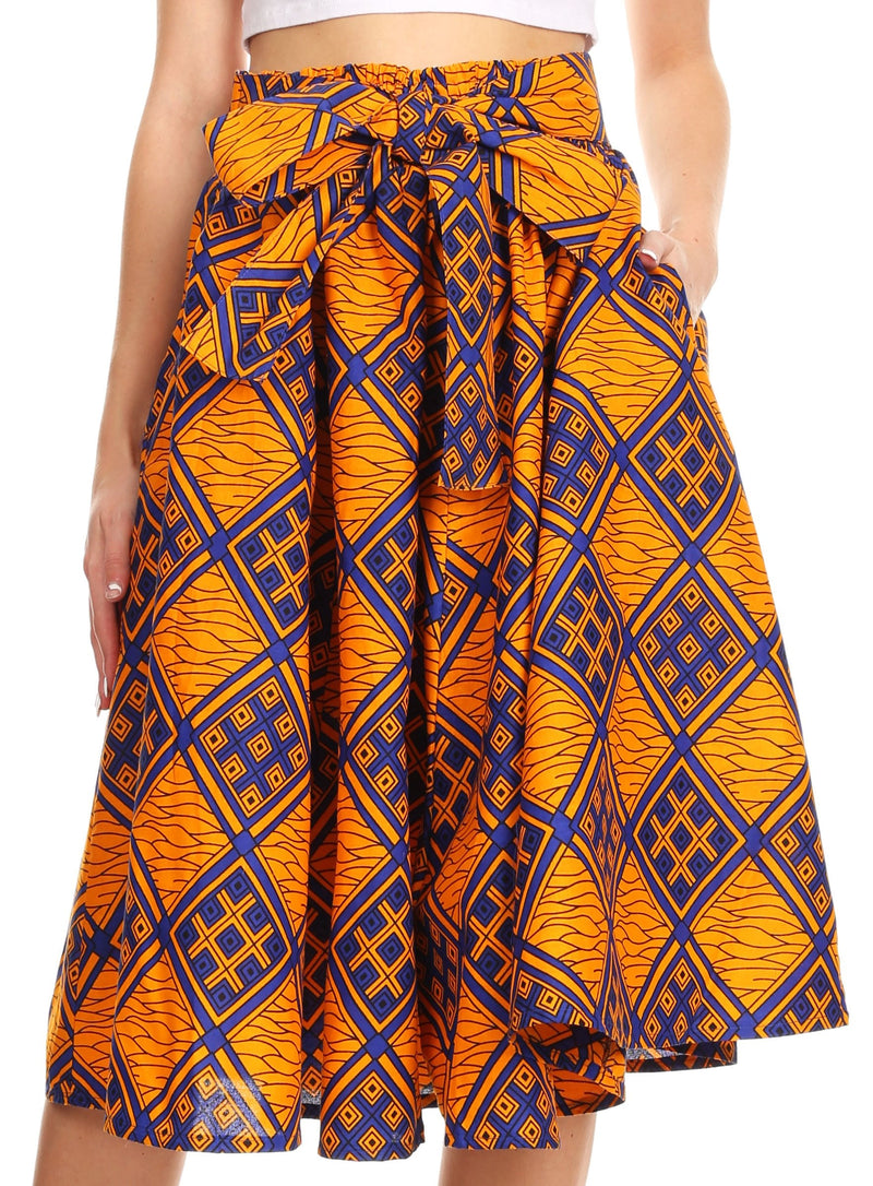 Sakkas Celine African Dutch Ankara Wax Print Full Circle Skirt