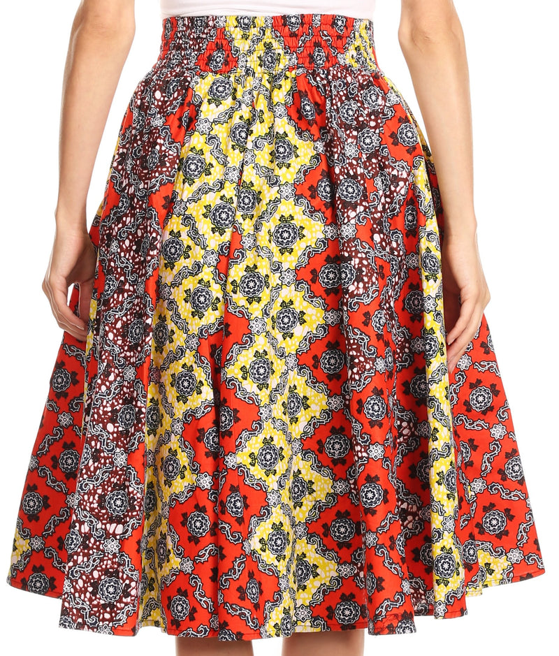 Sakkas Celine African Dutch Ankara Wax Print Full Circle Skirt