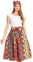 Sakkas Celine African Dutch Ankara Wax Print Full Circle Skirt