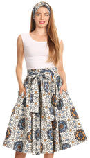 Sakkas Celine African Dutch Ankara Wax Print Full Circle Skirt