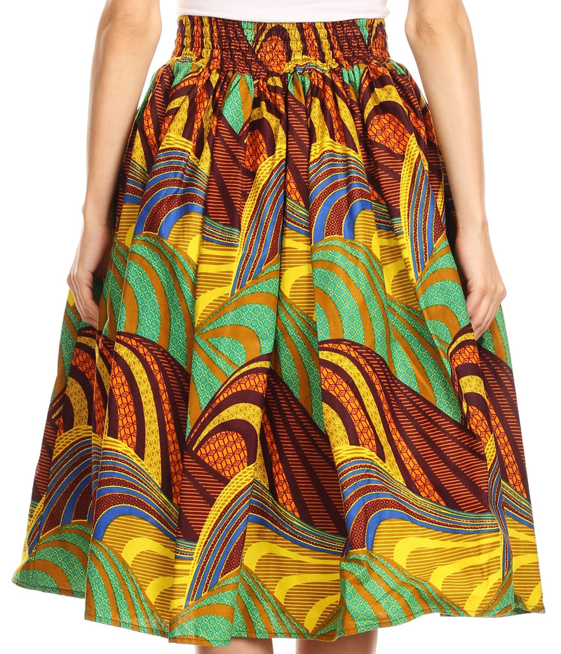 Sakkas Celine African Dutch Ankara Wax Print Full Circle Skirt