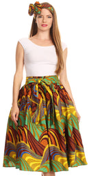 Sakkas Celine African Dutch Ankara Wax Print Full Circle Skirt