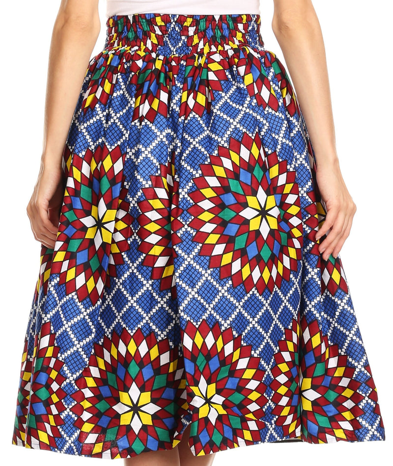 Sakkas Celine African Dutch Ankara Wax Print Full Circle Skirt