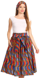Sakkas Celine African Dutch Ankara Wax Print Full Circle Skirt