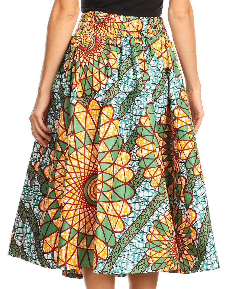 Sakkas Celine African Dutch Ankara Wax Print Full Circle Skirt