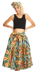 Sakkas Celine African Dutch Ankara Wax Print Full Circle Skirt