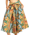 Sakkas Celine African Dutch Ankara Wax Print Full Circle Skirt#color_535-Teal / Orange