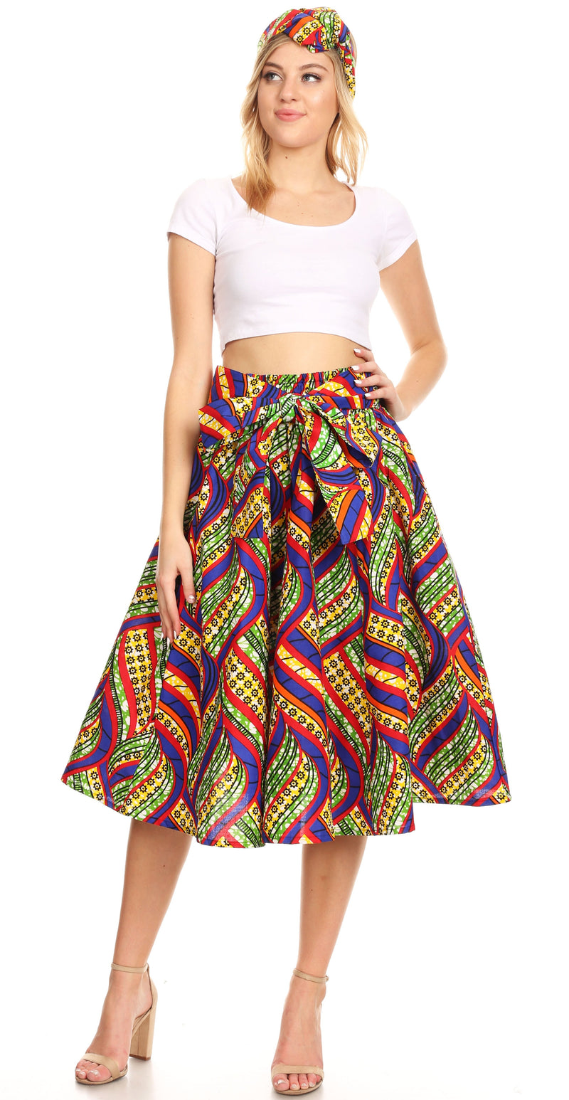 Sakkas Celine African Dutch Ankara Wax Print Full Circle Skirt