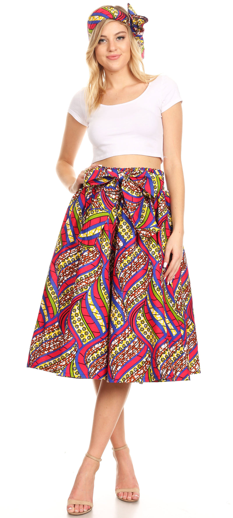 Sakkas Celine African Dutch Ankara Wax Print Full Circle Skirt