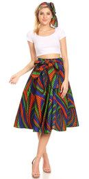 Sakkas Celine African Dutch Ankara Wax Print Full Circle Skirt
