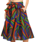 Sakkas Celine African Dutch Ankara Wax Print Full Circle Skirt#color_54G-BlueRedGreenMulti