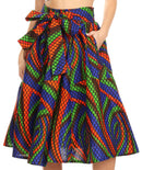 Sakkas Celine African Dutch Ankara Wax Print Full Circle Skirt