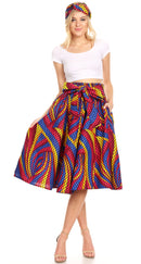 Sakkas Celine African Dutch Ankara Wax Print Full Circle Skirt