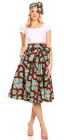 Sakkas Celine African Dutch Ankara Wax Print Full Circle Skirt