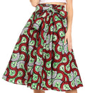 Sakkas Celine African Dutch Ankara Wax Print Full Circle Skirt#color_55R-RedGreenMulti