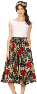 Sakkas Celine African Dutch Ankara Wax Print Full Circle Skirt