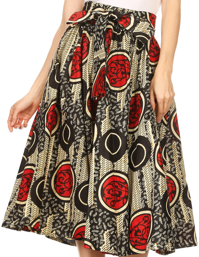 Sakkas Celine African Dutch Ankara Wax Print Full Circle Skirt