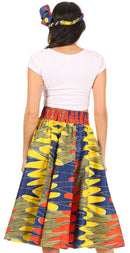 Sakkas Celine African Dutch Ankara Wax Print Full Circle Skirt