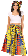 Sakkas Celine African Dutch Ankara Wax Print Full Circle Skirt#color_607-Multi