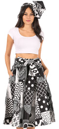 Sakkas Celine African Dutch Ankara Wax Print Full Circle Skirt#color_609-Multi