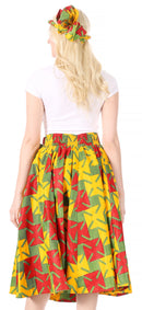 Sakkas Celine African Dutch Ankara Wax Print Full Circle Skirt
