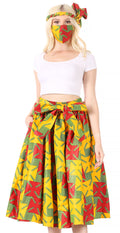 Sakkas Celine African Dutch Ankara Wax Print Full Circle Skirt#color_615-yellow
