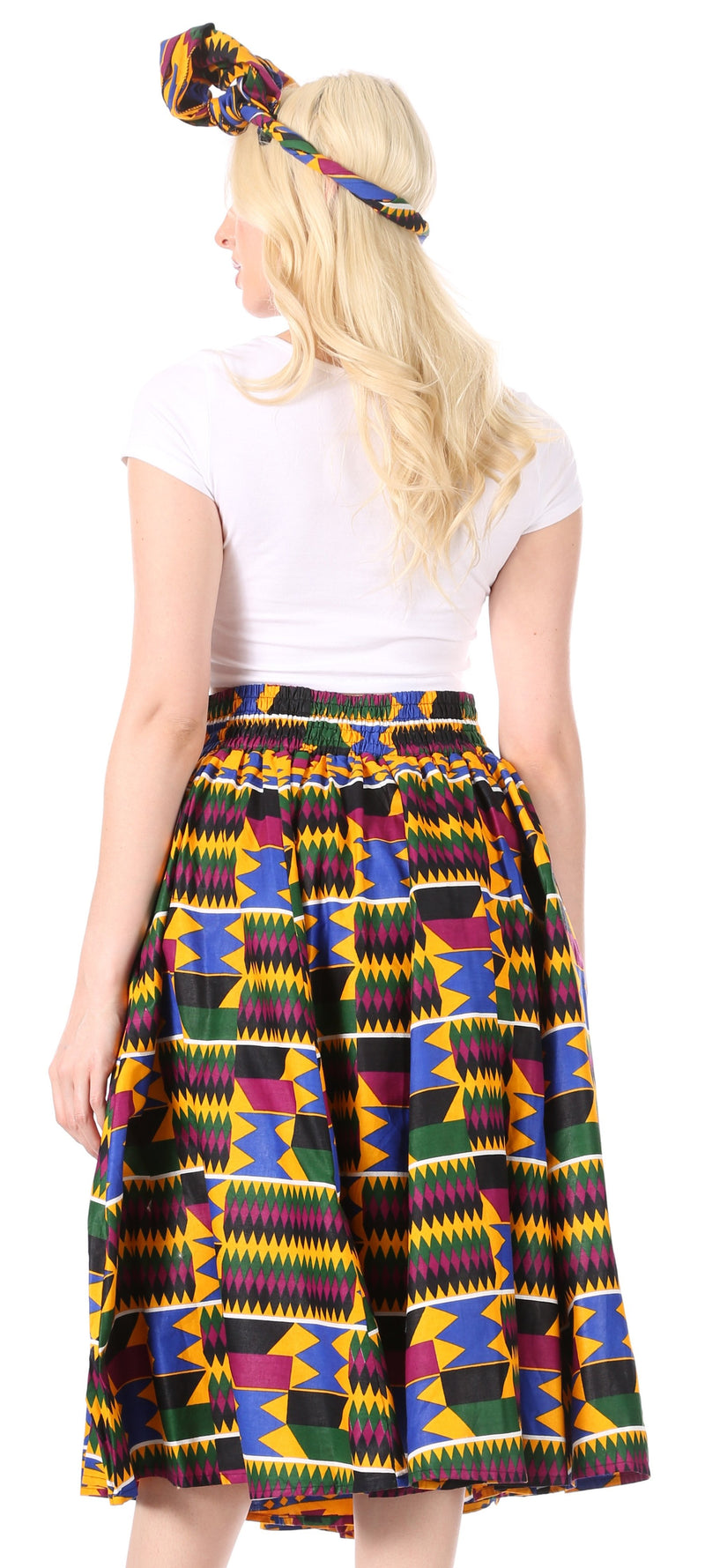 Sakkas Celine African Dutch Ankara Wax Print Full Circle Skirt